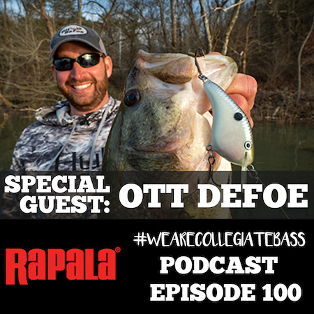 EP. 100 - Ott DeFoe Joins the Show to Discuss New OG Slim Crankbait -  Collegiate Bass Championship